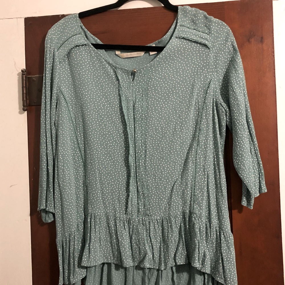 Seafoam blouse small polka dot